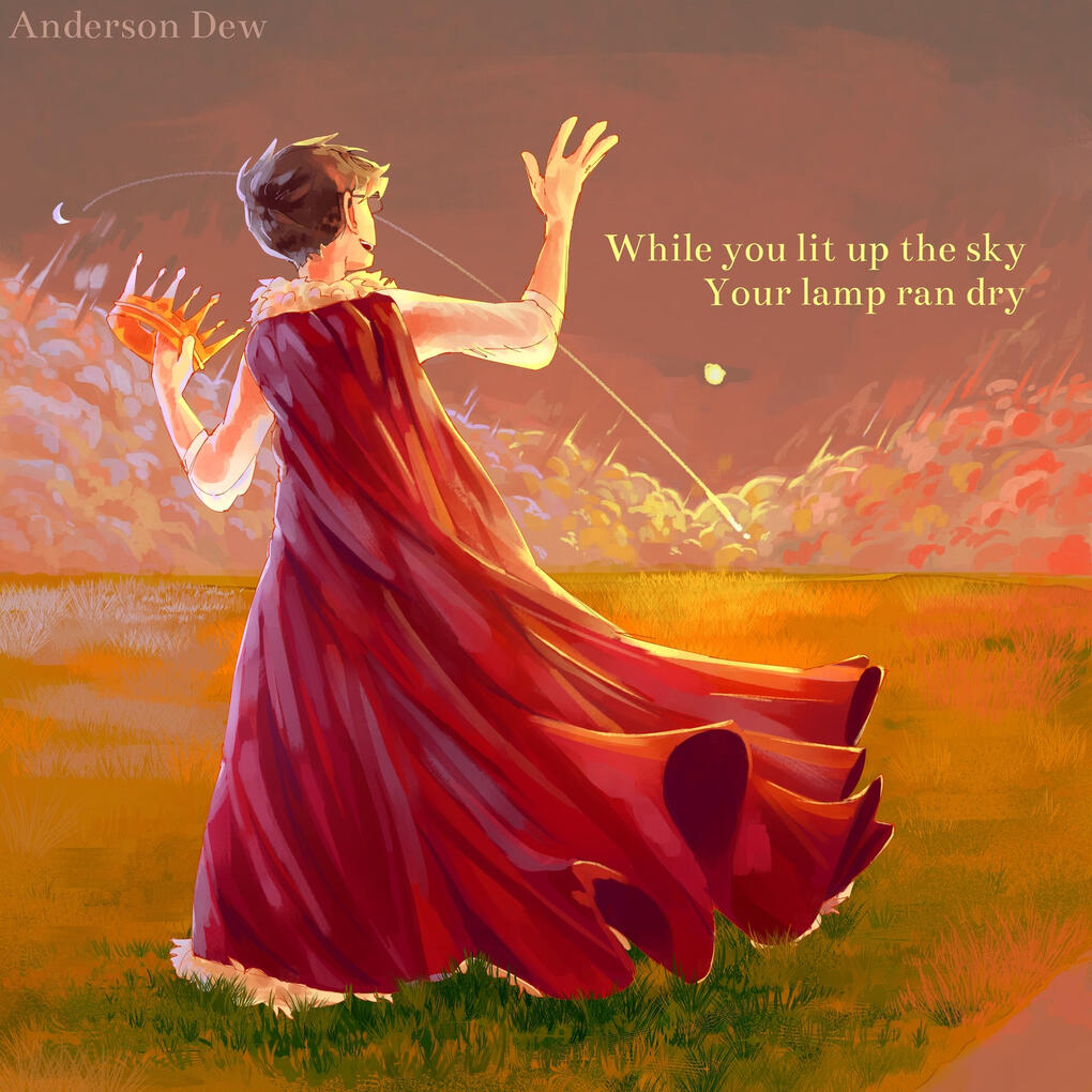 Technoblade Memorial Art, Digital, Program: Ibispaint - 2022, Song lyrics: Last Goodbye - Dirt Poor Robins