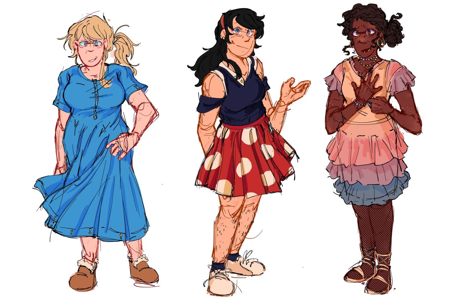 Original characters sheet, [Women, Dresses alternate], Digital, Program: Ibispaint - 2024
