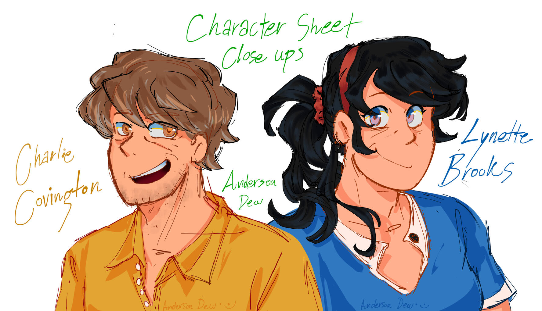 Character sheet close ups, Digital, Program: Ibispaint - 2024