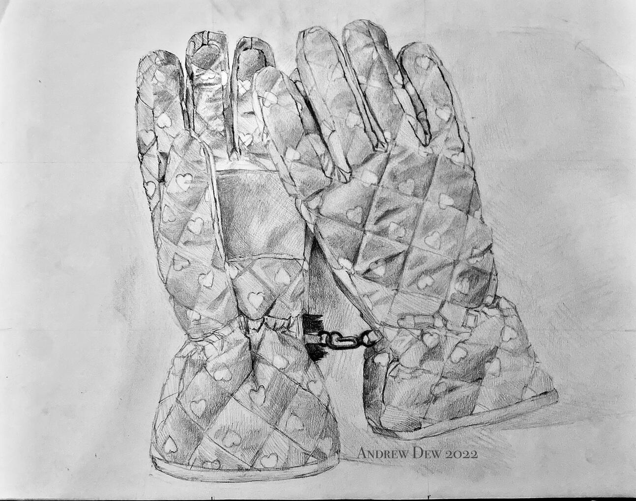 Unfinished Gloves Graphite Drawing - 2022
