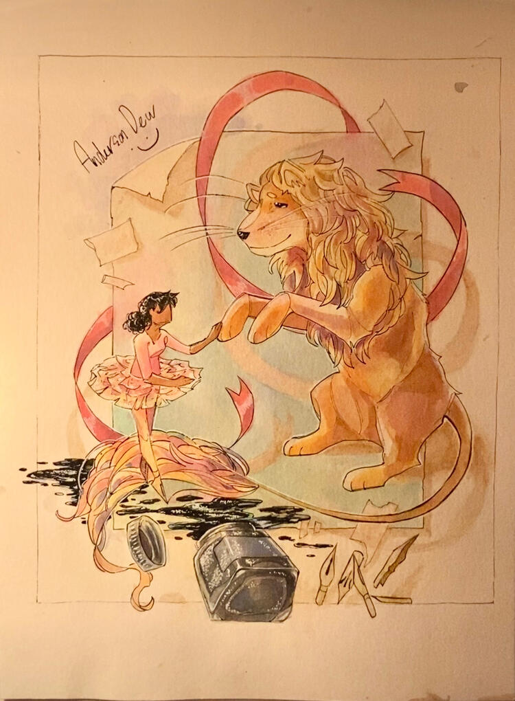 Dandelion Ink and Watercolor painting - 2022