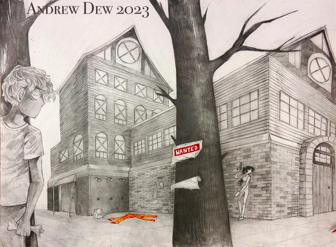 “WANTED” 22” x 30” Graphite and colored pencil drawing, AP Art Portfolio Selected Work - 2023