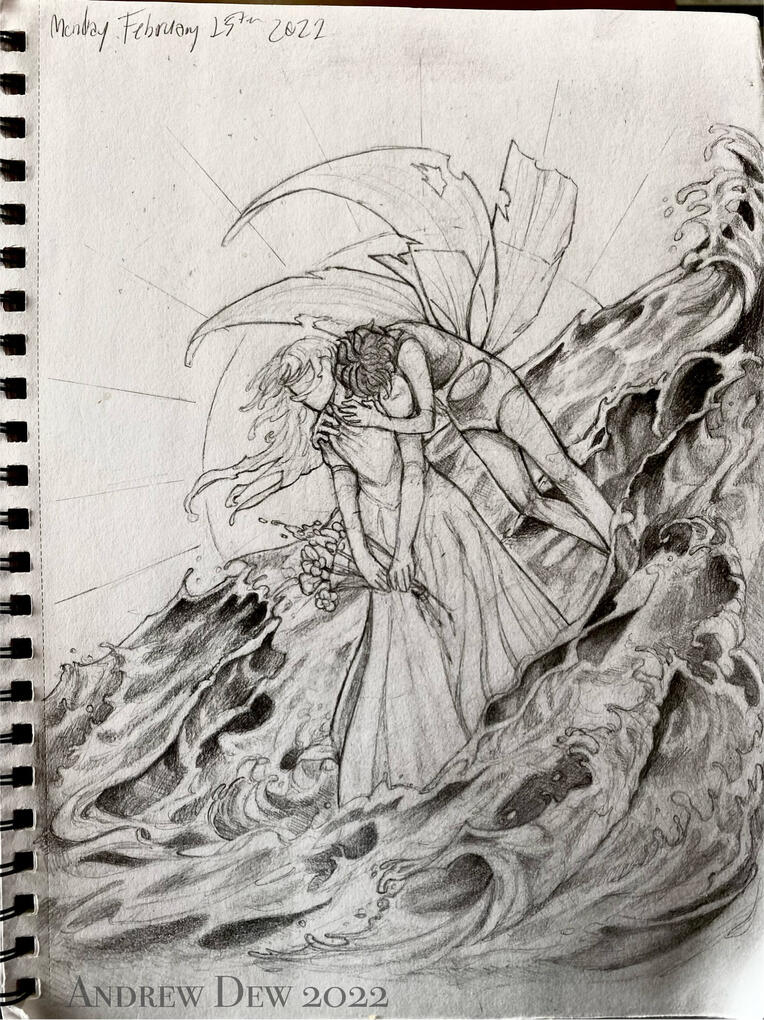 Ocean Graphite Drawing - 2022