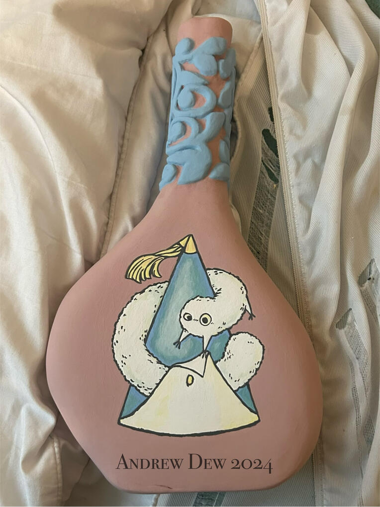 Unfired Ceramic Vessel [Back], Painted in glaze, Witch Hat Atelier themed, School project - 2024