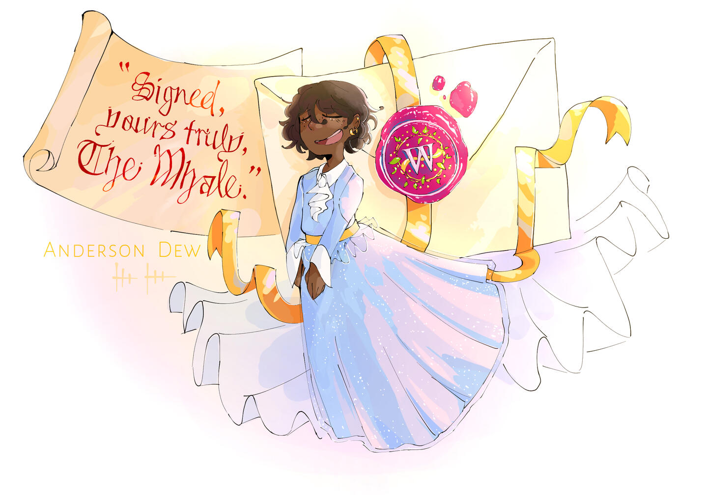 Unnamed drawing, Digital, Program: Ibispaint - 2020, Song lyrics: Dream Sweet in Sea Major - Miracle Musical